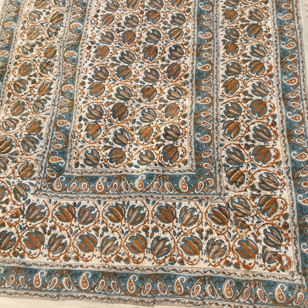 Blockdruck Tuch Paisley & Blumen