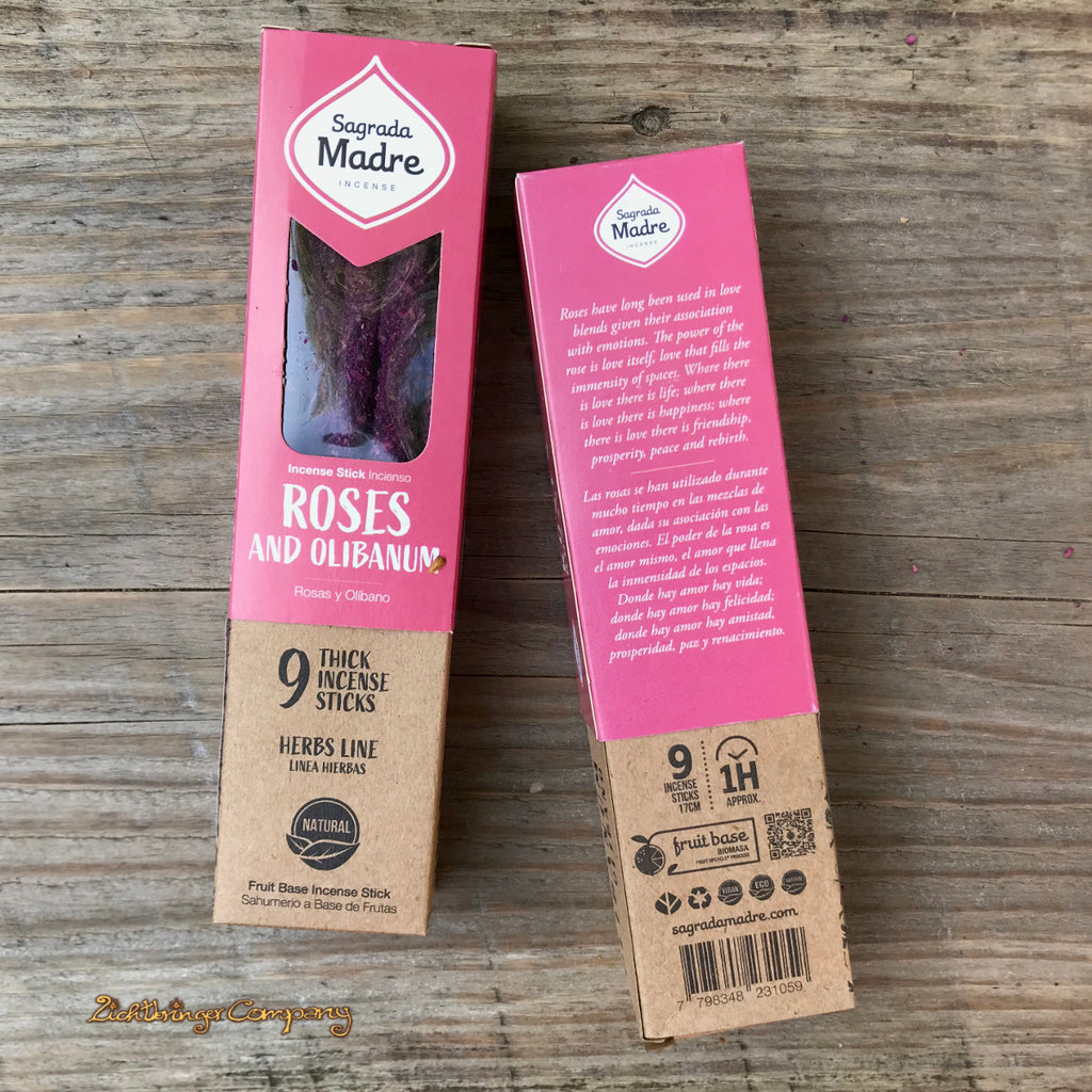 Sagrada Madre Räucherstäbchen Rose Olibanum, Verpackung