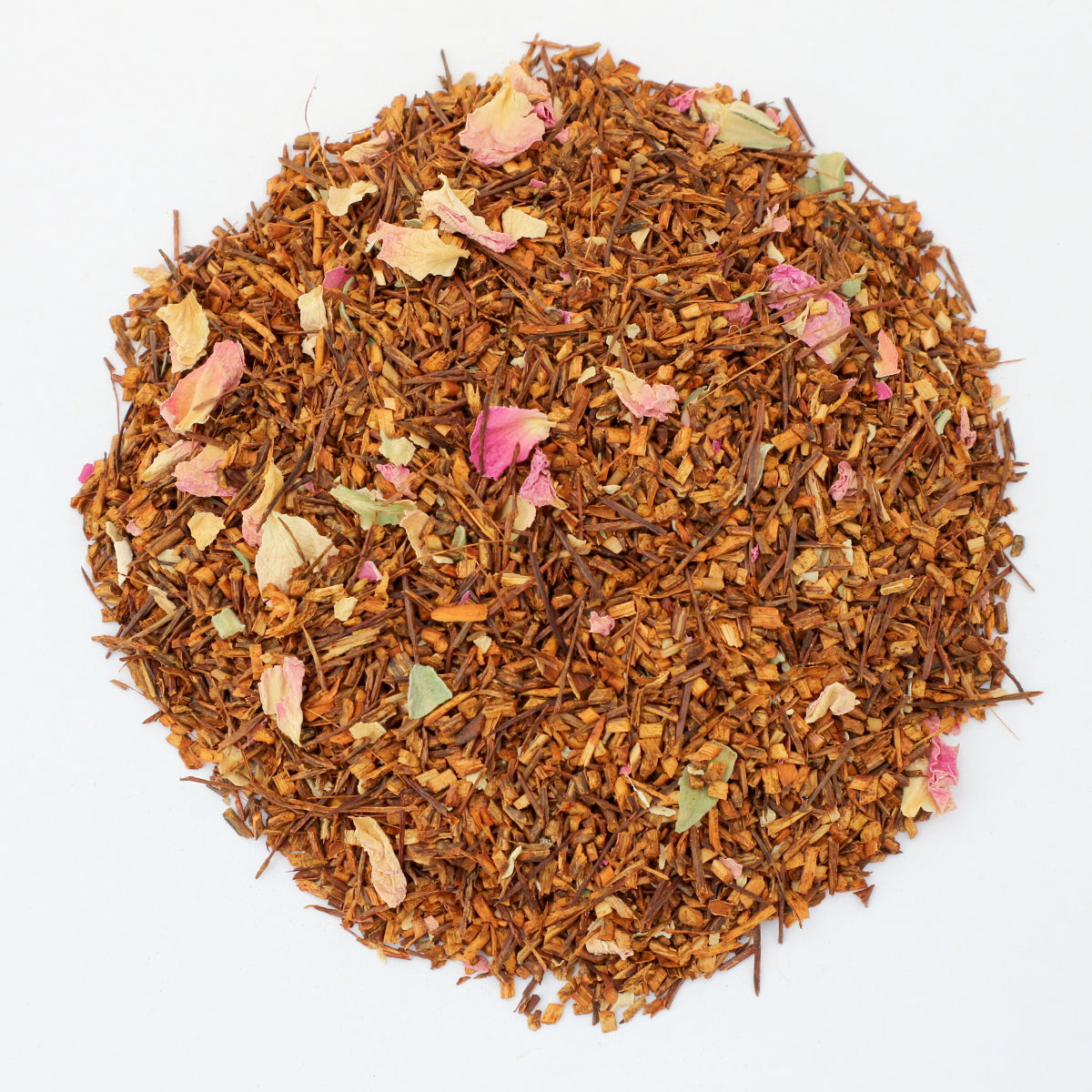 Rooibusch Tee Rose – blumige Teemischung mit Rosenblüten, Vanilleextrakt und Rosenöl